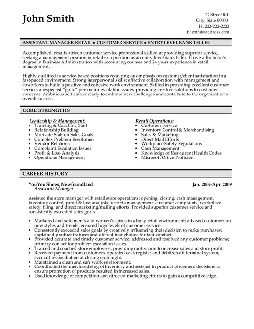 Retail Management Resume Cover Letter