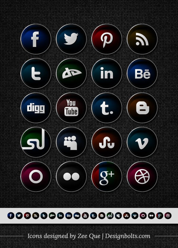 Round Social Media Icons Vector Free Download