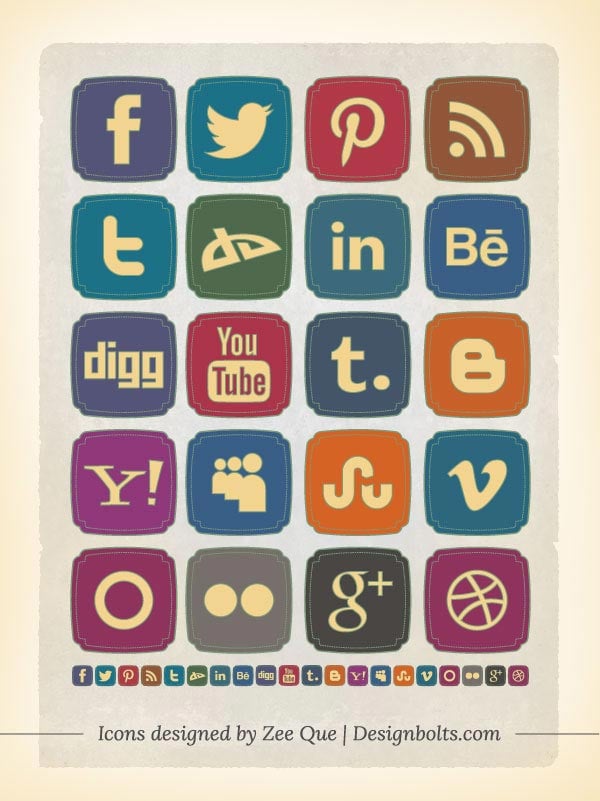 Round Social Media Icons Vector Free Download