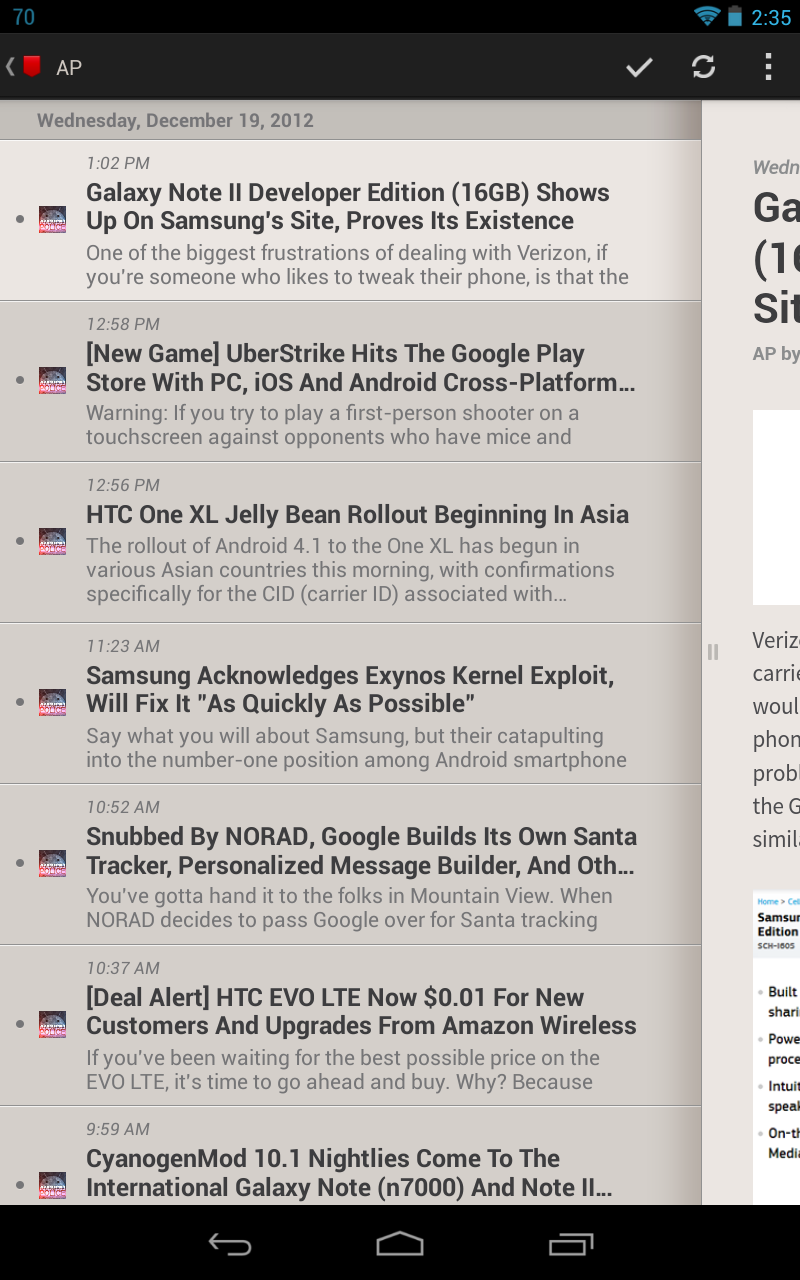 Rss Feed Reader Android Sample