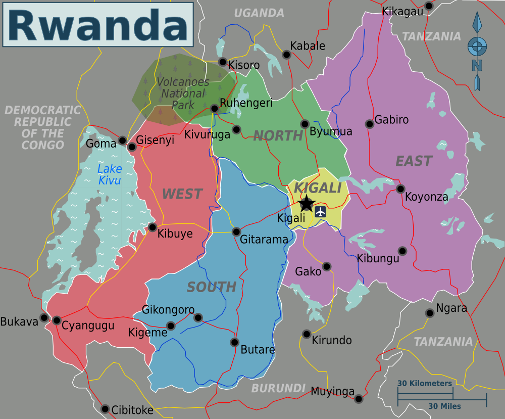 Rwanda Map With Districts