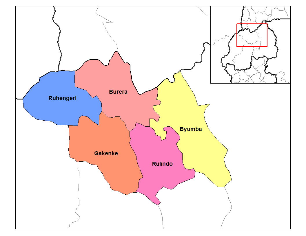 Rwanda Map With Districts