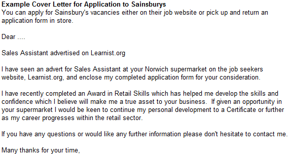 Sainsburys Jobs Application Form