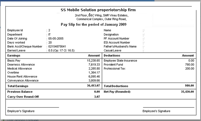 Salary Slip Format In Word Download