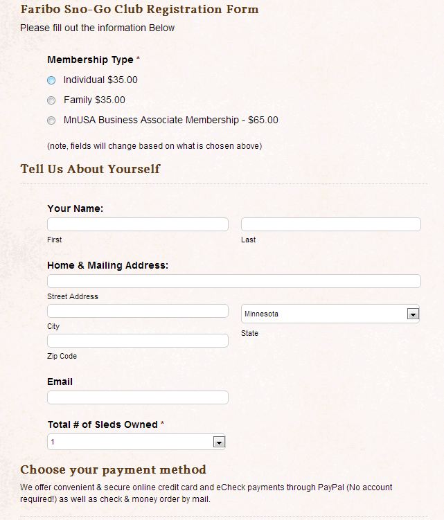 Sample Club Membership Application Form