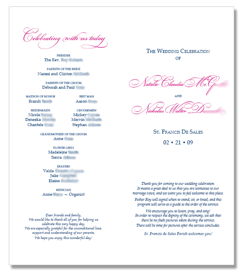 Sample Wedding Ceremony Programs