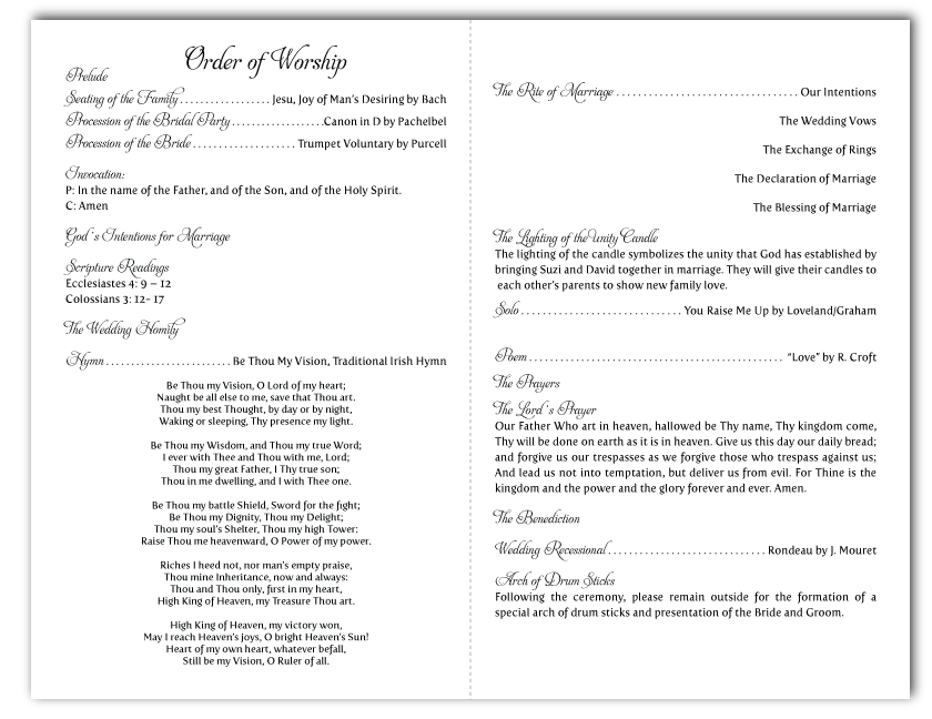 Sample Wedding Ceremony Programs