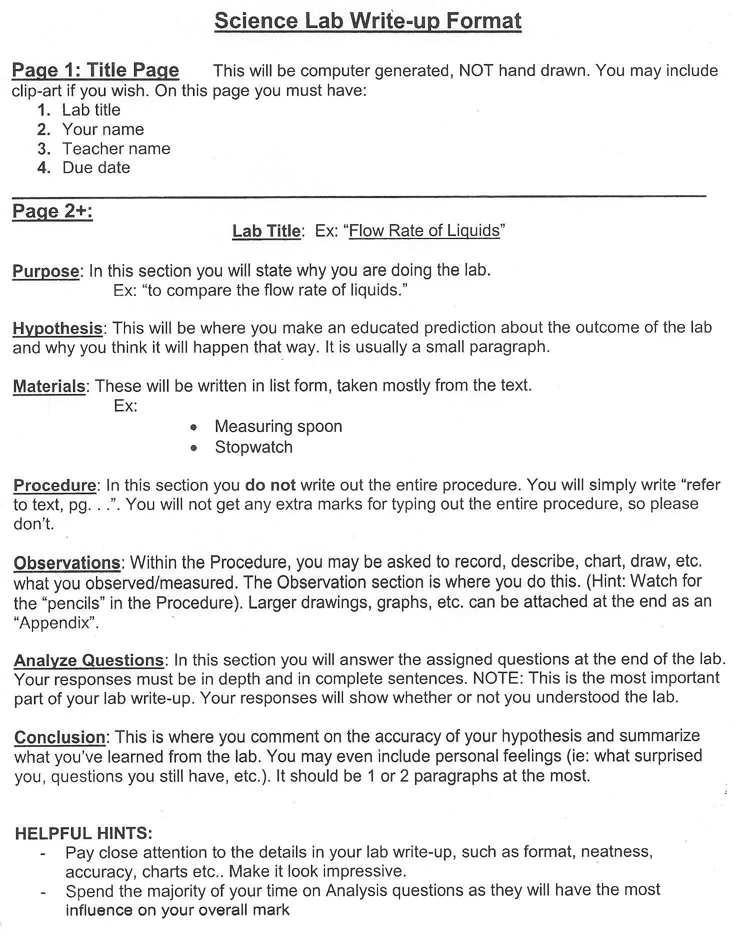 Science Lab Report