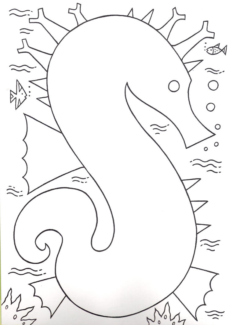 Seahorse Drawing Outline