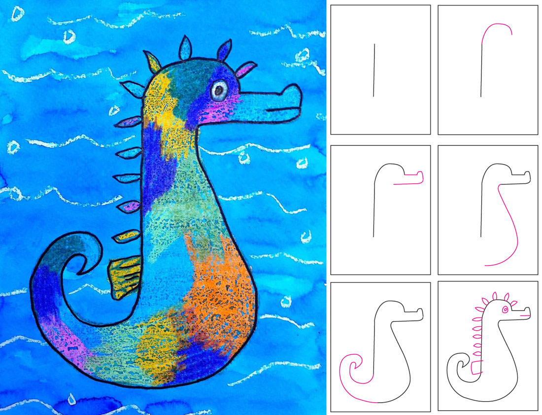 Seahorse Drawings Step Step