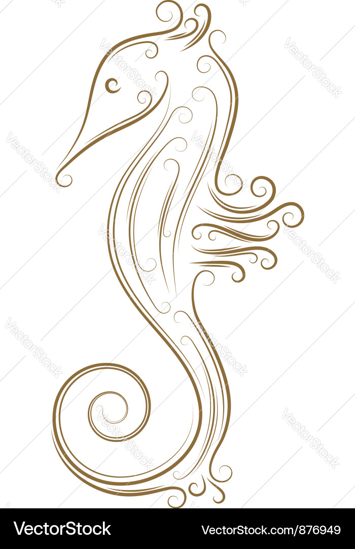 Seahorse Outline Drawing