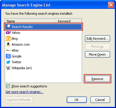 Search Results Toolbar Removal