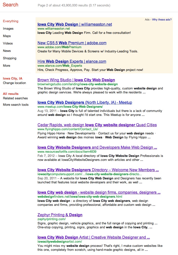 Search Results Web Design