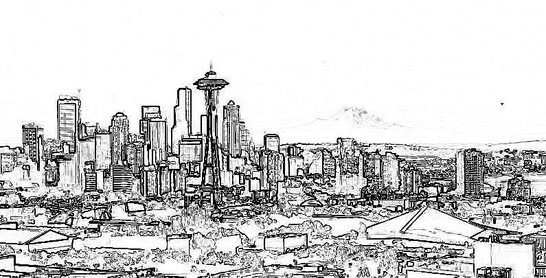 Seattle Skyline Drawing