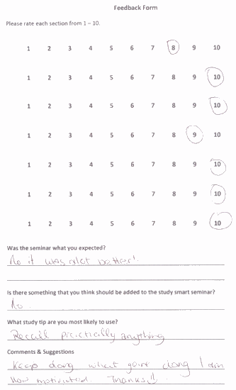 Seminar Feedback Form Format