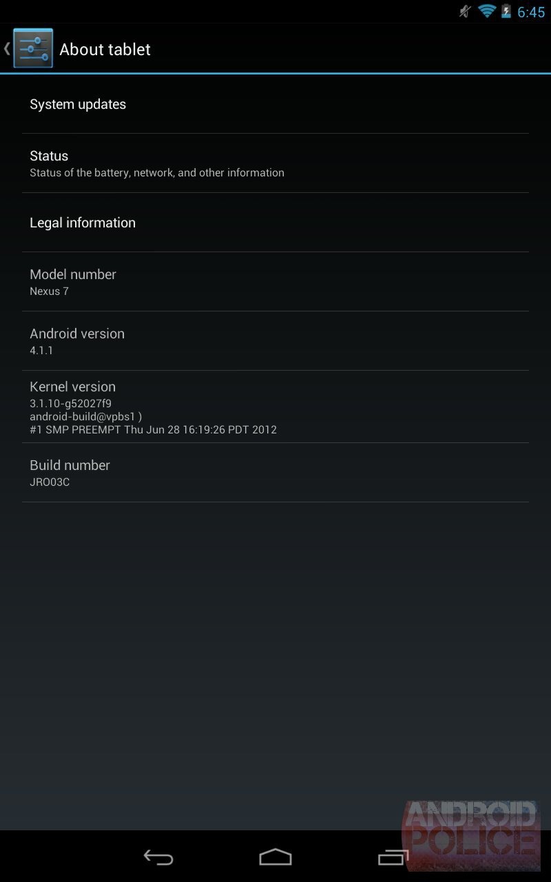 Settings Button On Nexus 7