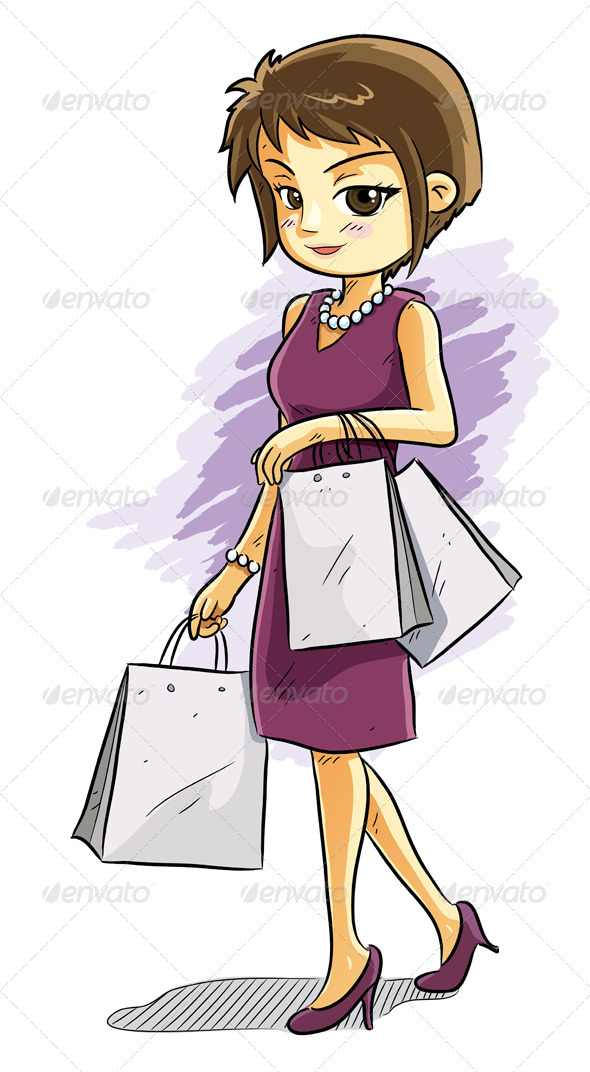 Shopping Cartoon Girl