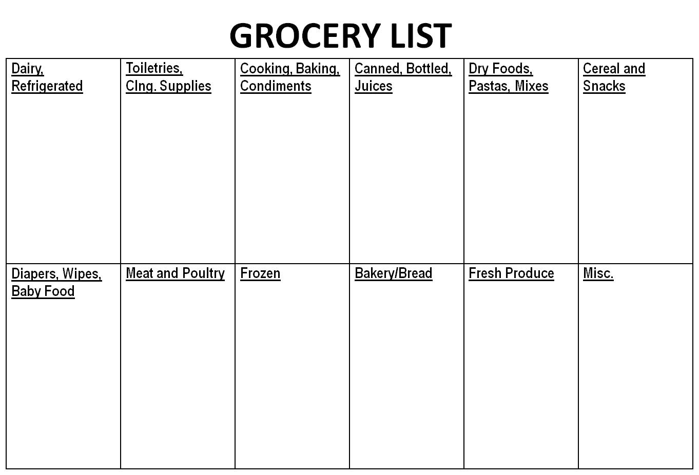 Shopping List Template For Children