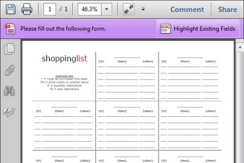 Shopping List Template Free