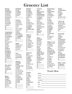 Shopping List Template Printable