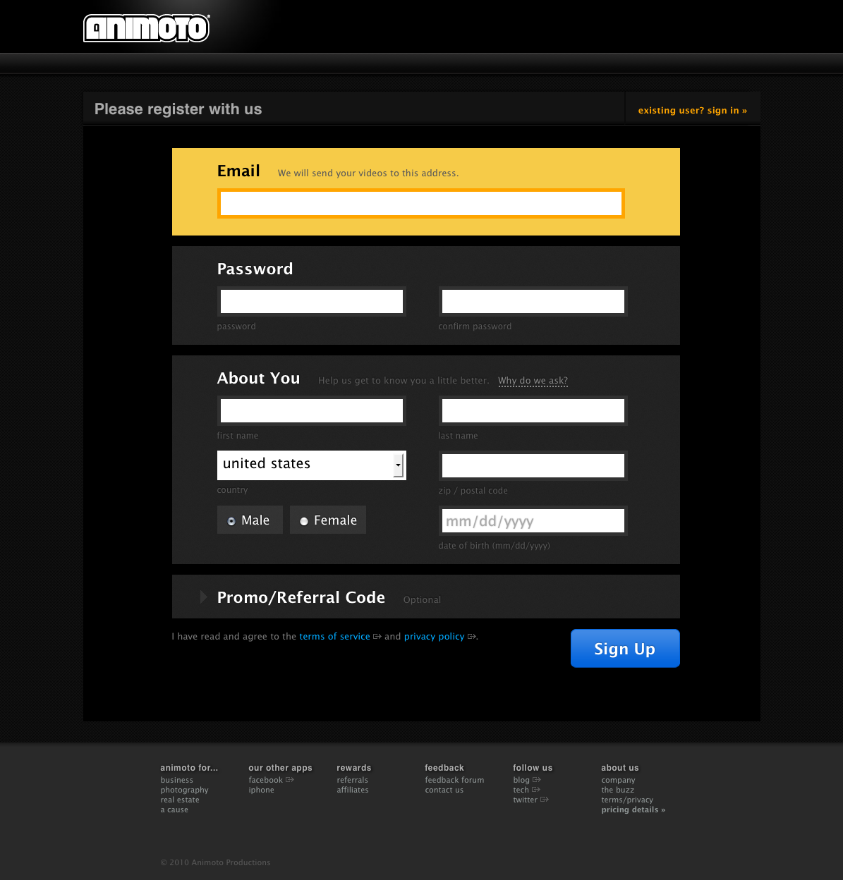 Sign Up Form Design