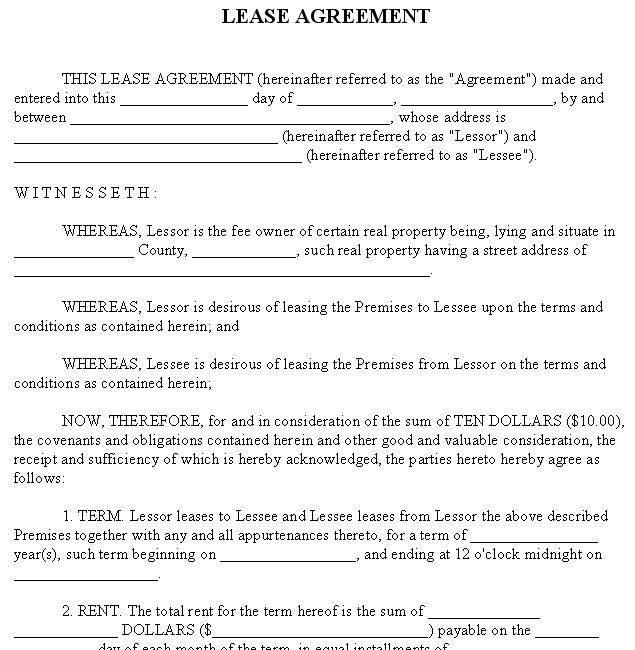 Simple Rental Agreement Form California