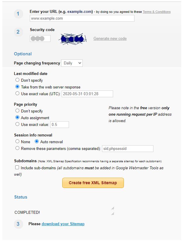 Sitemap Generator Free Xml