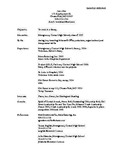 Skills Resume Sample