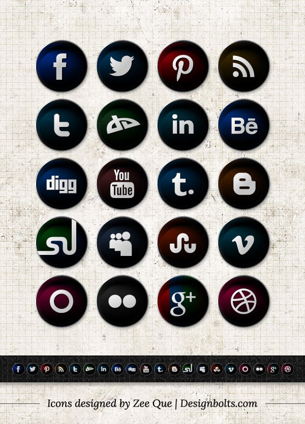 Social Media Icons Black And White