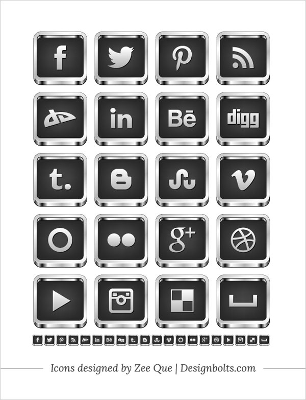 Social Media Icons Black And White Vector