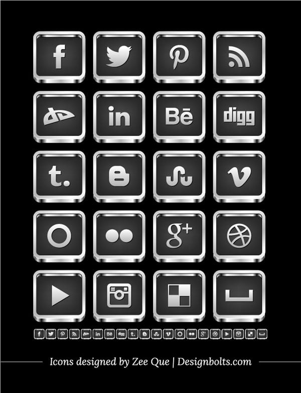 Social Media Icons Black Background