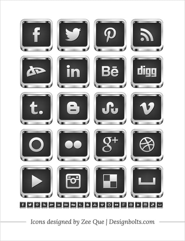 Social Media Icons Black Background