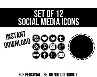 Social Media Icons Black Circle