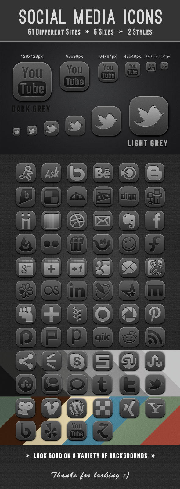 Social Media Icons Grey