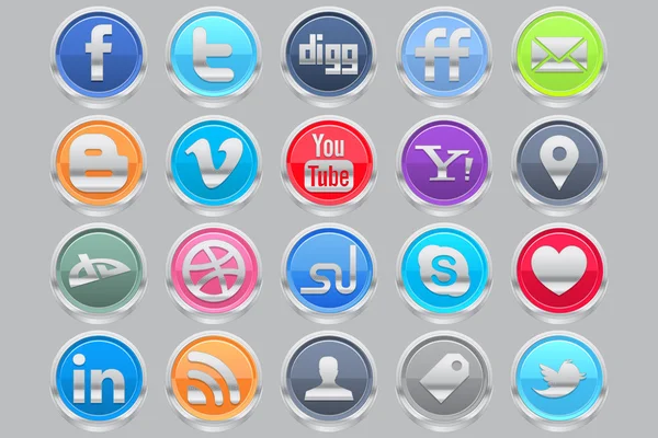 Social Media Icons Vector Round