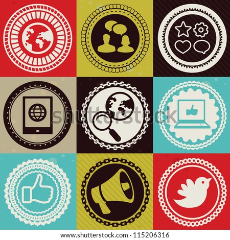 Social Media Icons Vector Round