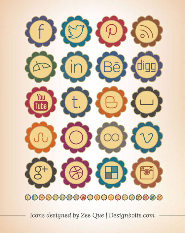 Social Media Icons Vector Round