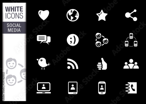 Social Media Icons Vector White