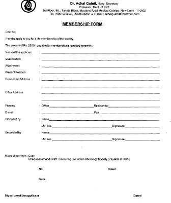 Society Membership Form Format