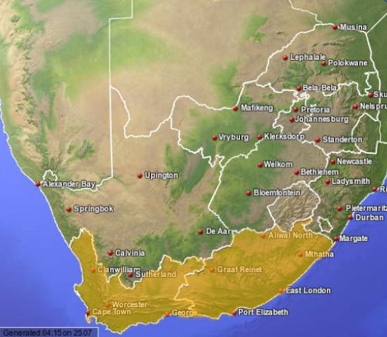 South African Weather Forecast Map