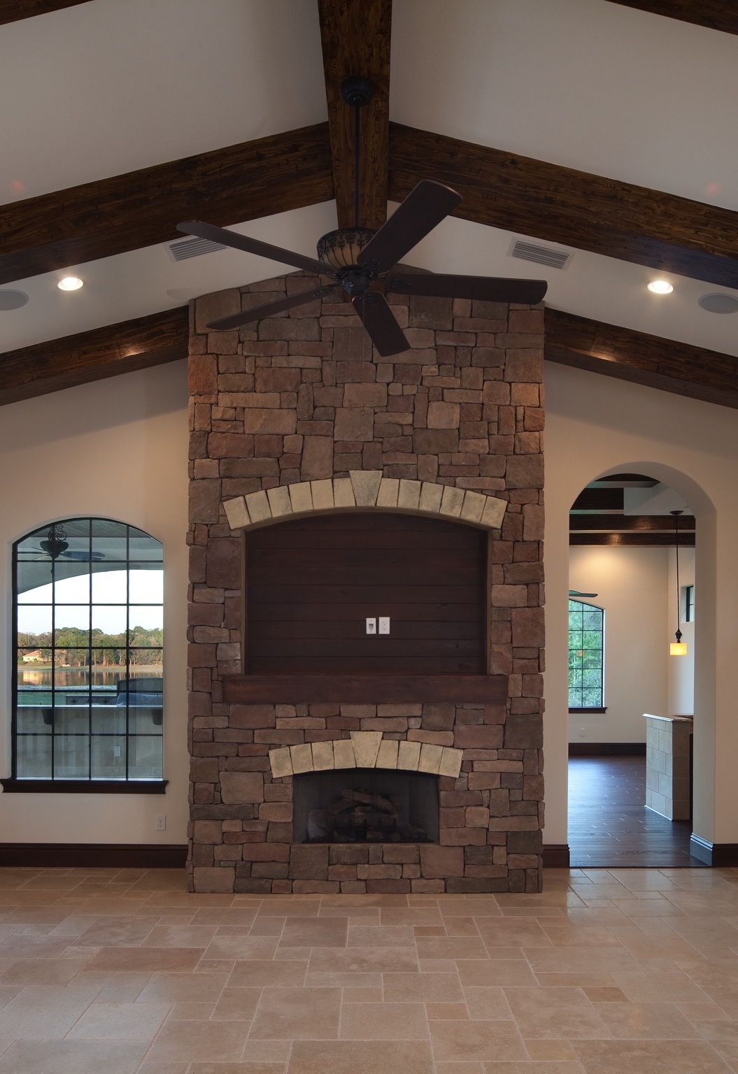 Stone Fireplace Designs With Tv Above