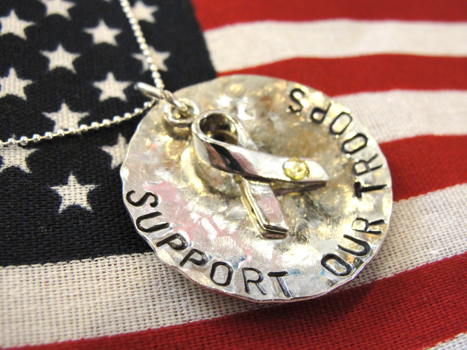 Support Our Troops Ribbon Ring