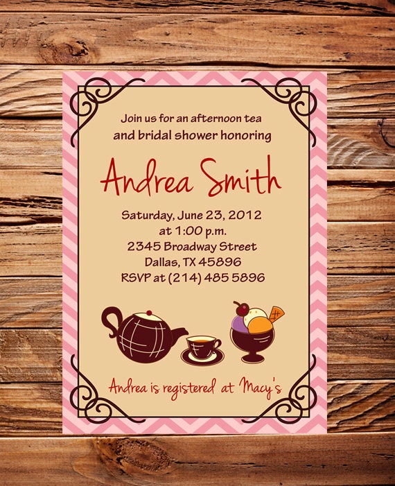 Tea Party Bridal Shower Invitation Wording