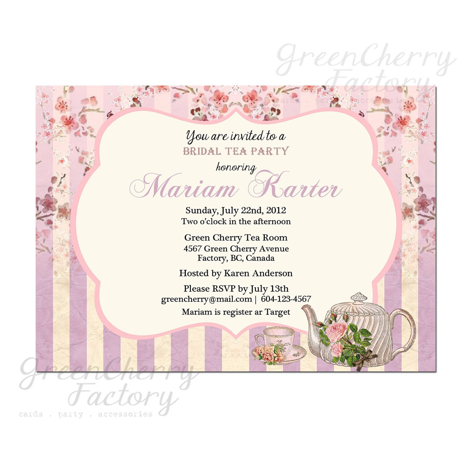 Tea Party Bridal Shower Invitation Wording