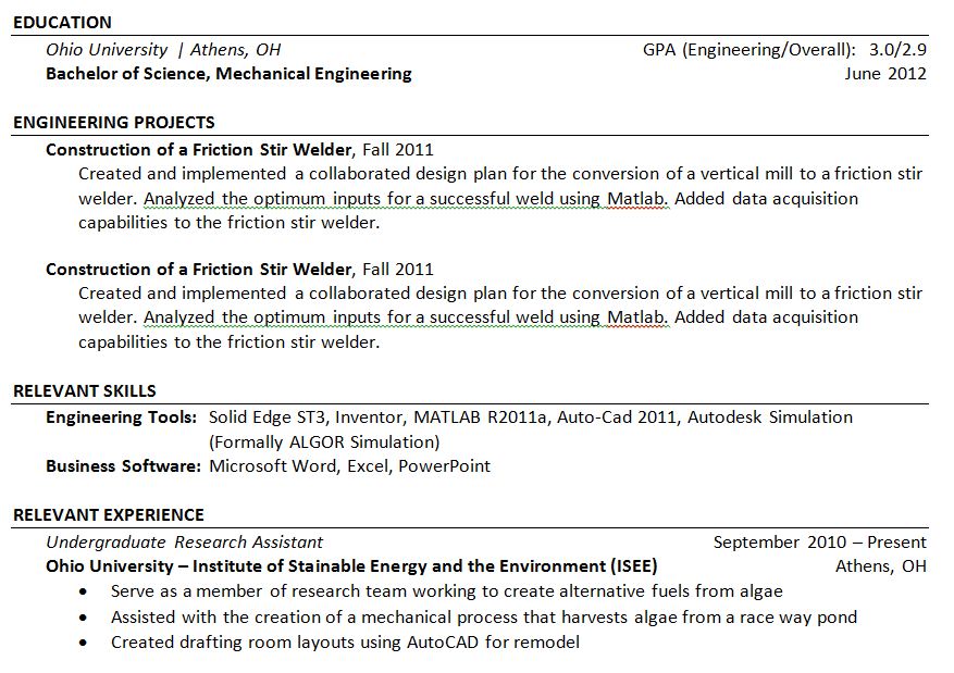 Technical Skills Resume