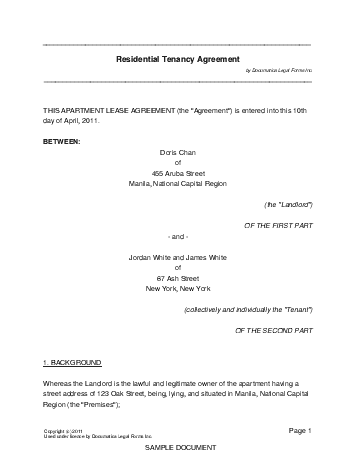 Tenancy Agreement Template Free Pdf