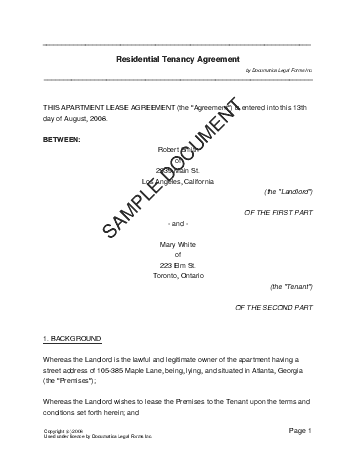 Tenancy Agreement Template Free Word