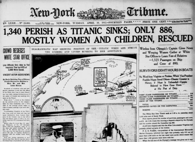 Titanic Sinking Newspaper Article