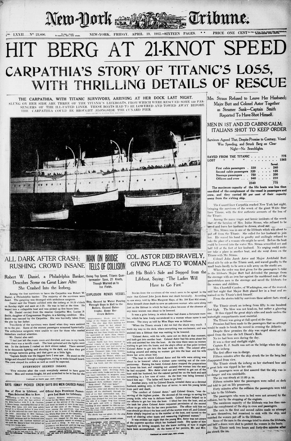 Titanic Sinking Newspaper Article