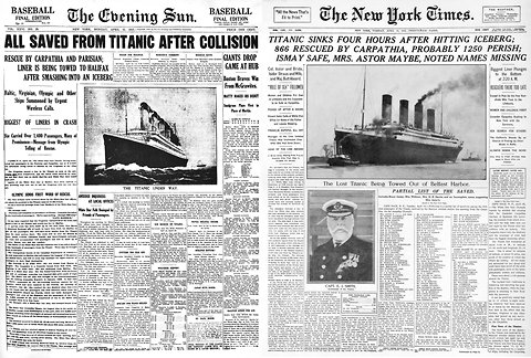 Titanic Sinking Newspaper Headlines